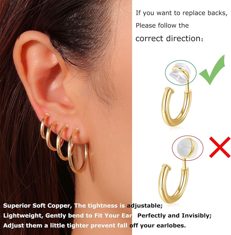 PLOMFOV Clip On Hoop Earrings for Women Non Pierced Earrings Clip On Gold Hoops Fake Earrings Clips for Non-Pierced Ears 10-20MM - Image 4